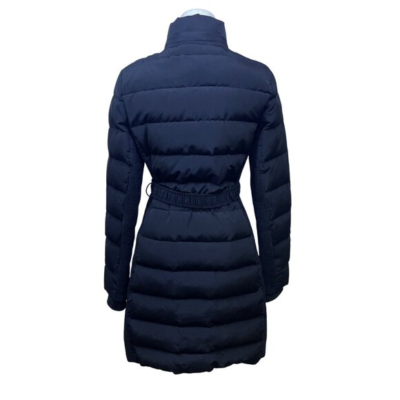 Express Women Black Polyester Puffer Belted Coat Full-Length Pockets Warm Sz S - Picture 3 of 9